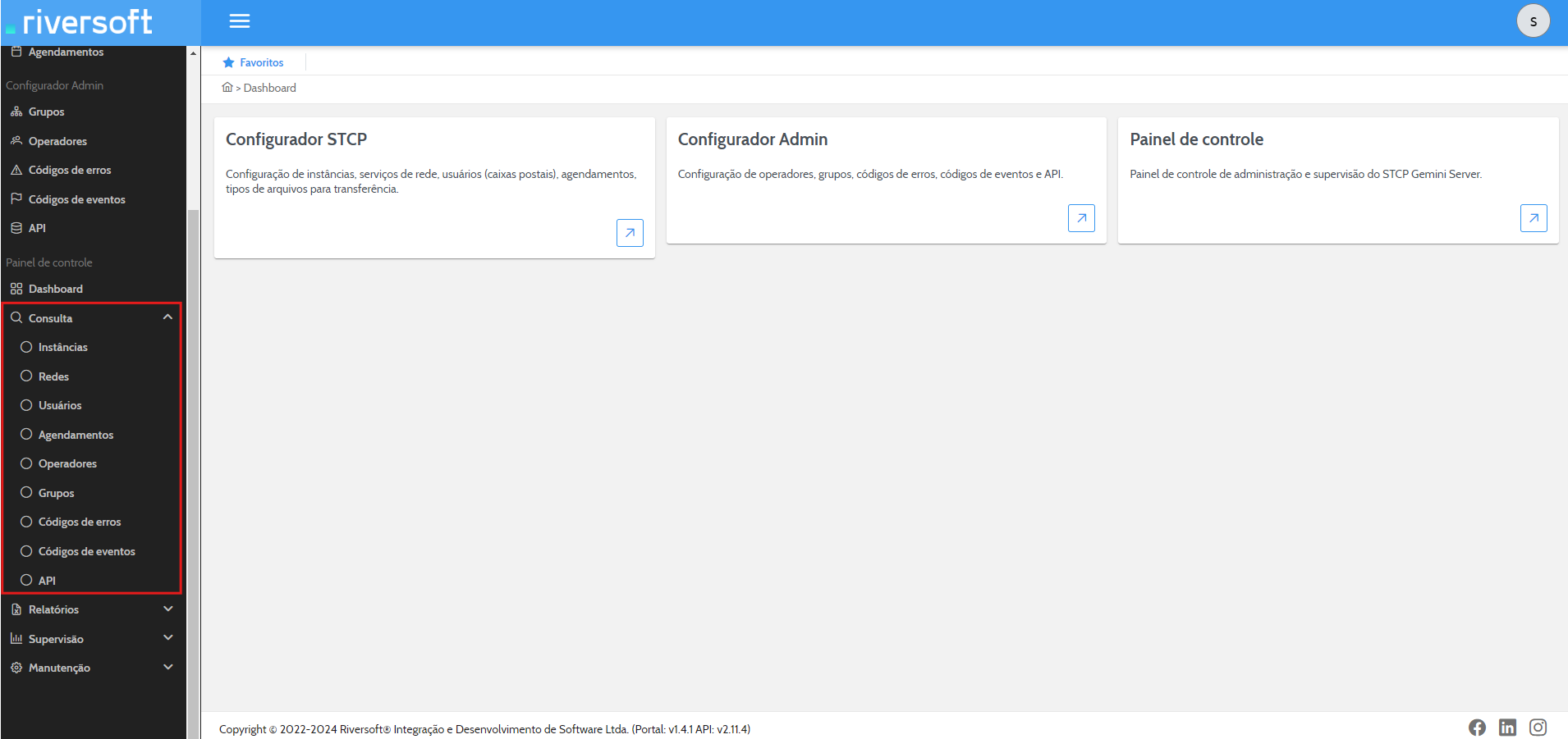 Menu de Consulta no Portal