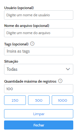 Filtros de pesquisa