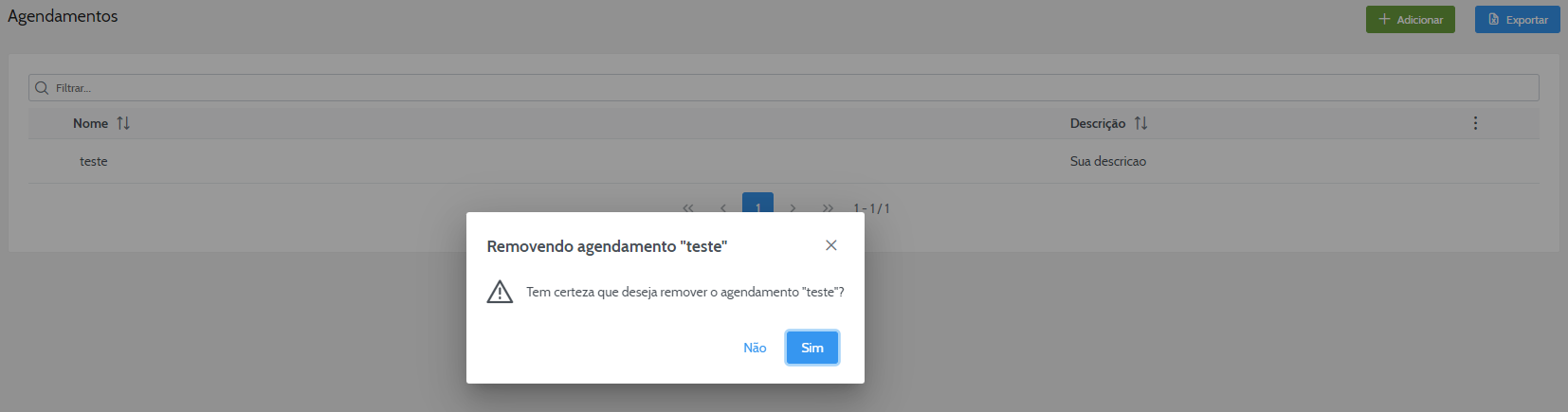 Mensagem de aviso