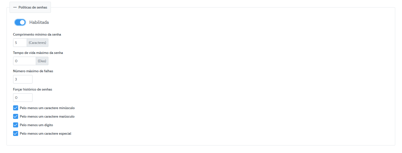 Políticas de Senhas