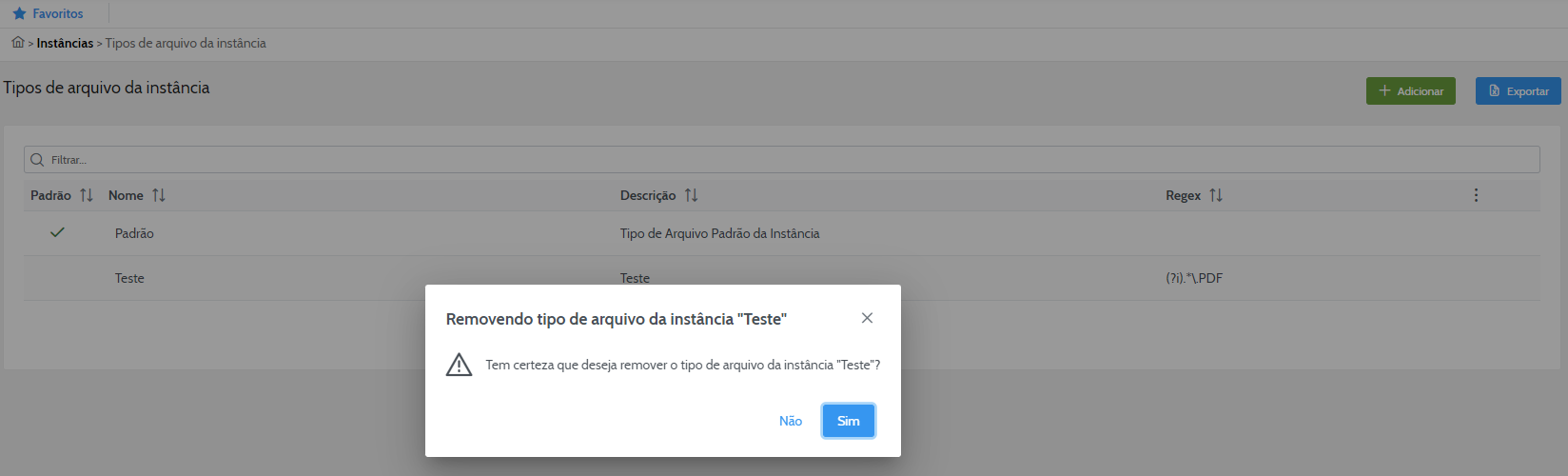 Confirmar exclusão