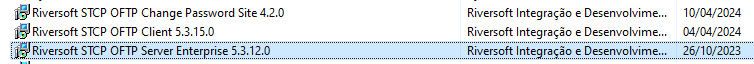 Selecione o programa do STCP Server para ser desinstalado